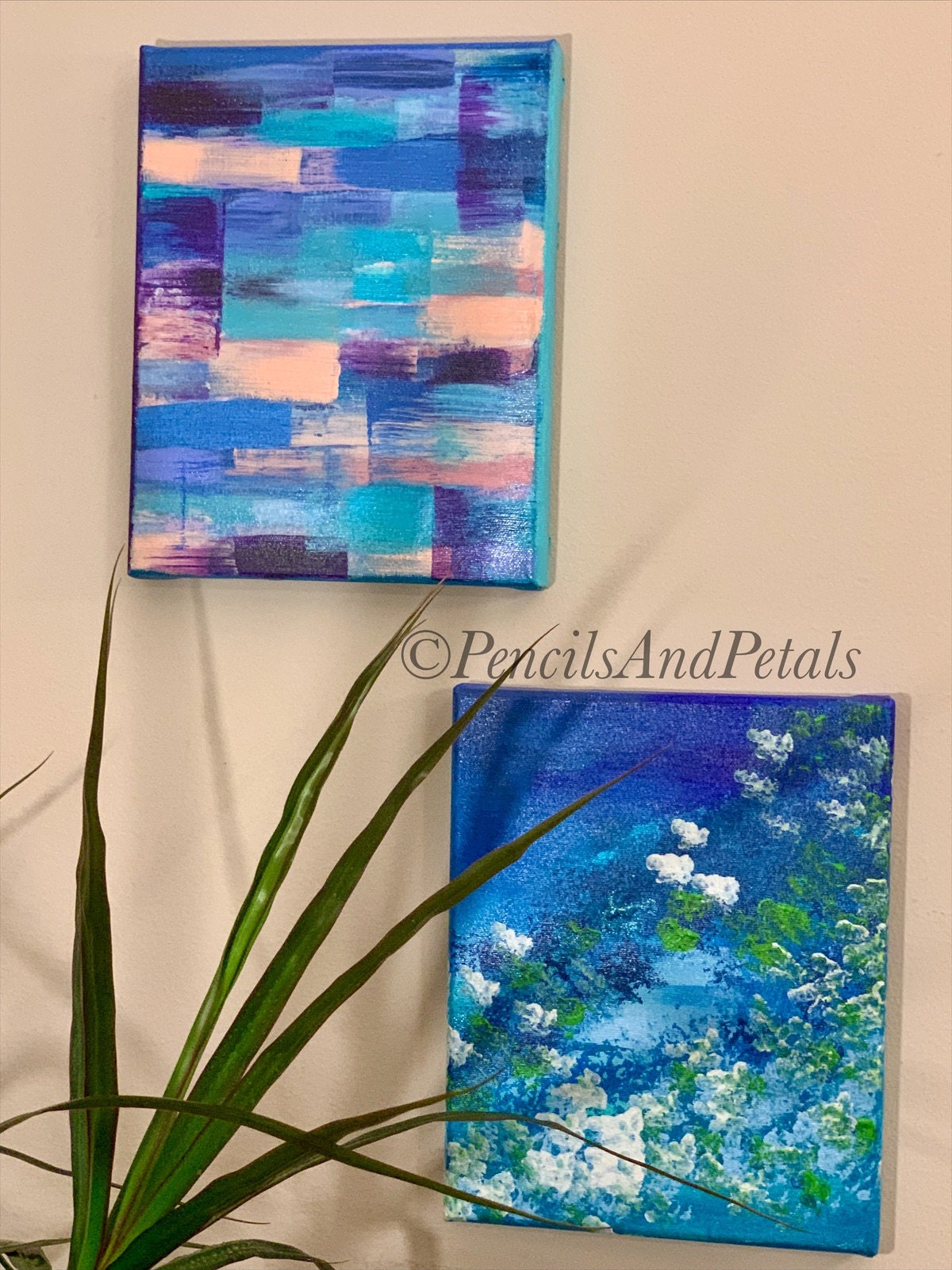 Blue & White Modern Abstract Wall Decor 8x10 Calming Blue Etsy