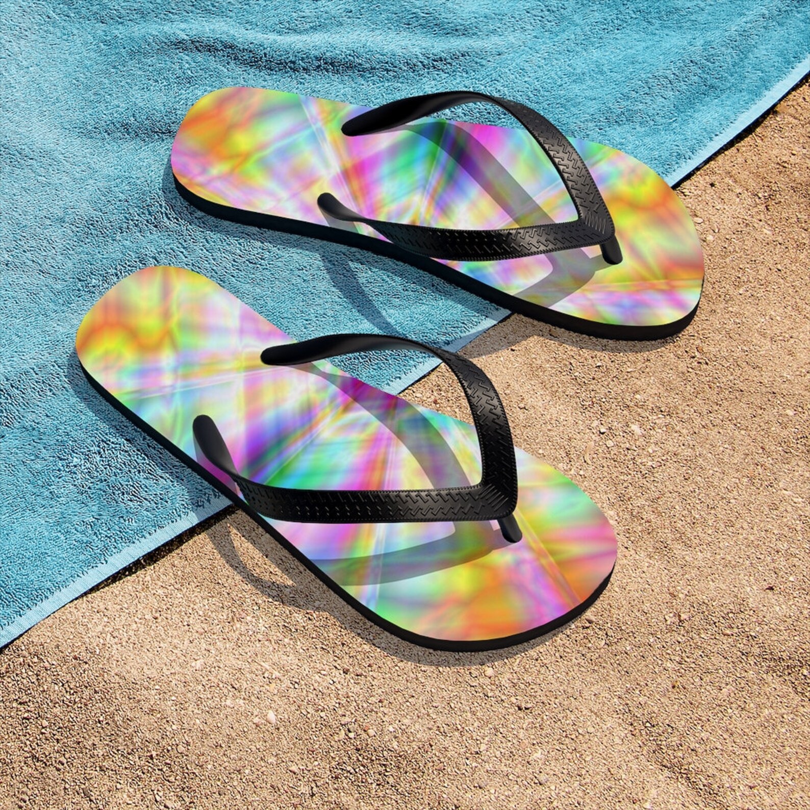 rainbow flip flops with diamonds
