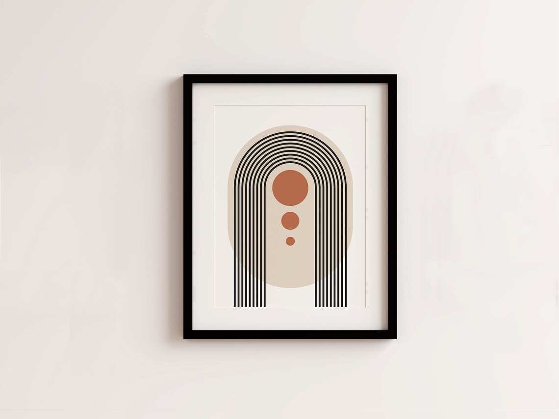 Mid Century Modern Print, Abstract Line Art Print, Minimalist Geometric