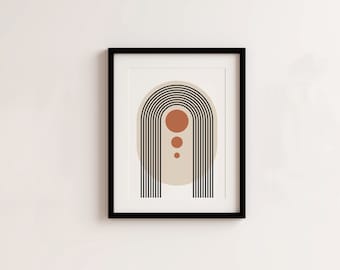 Mid Century Modern Print, Abstract line art print, Minimalist geometric art print