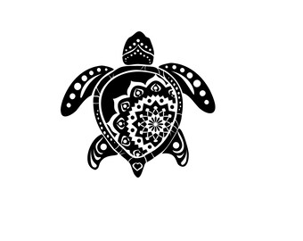Sticker pour voiture Mandala tortue de mer | Autocollant en vinyle Boho océan