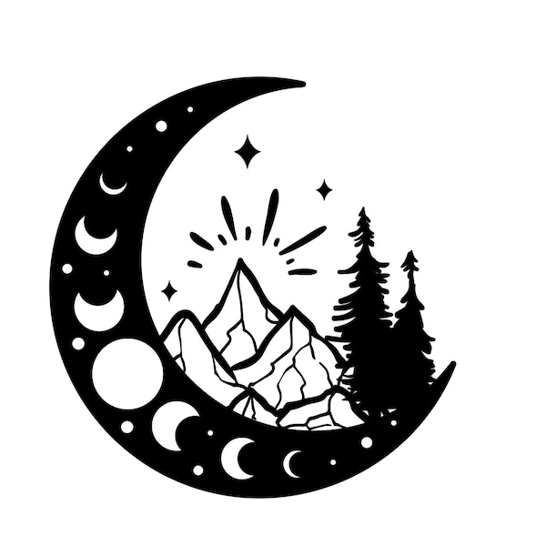 Moon Phase Wall Decal Etsy