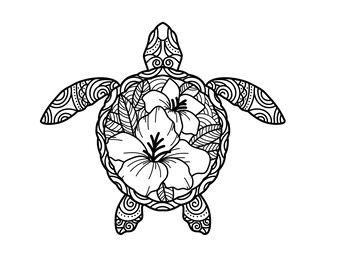 Sticker floral tortue pour voiture | Autocollant en vinyle Boho Sea Life