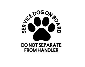 Service Dog Paw Print Decal - Do Not Separate From Handler