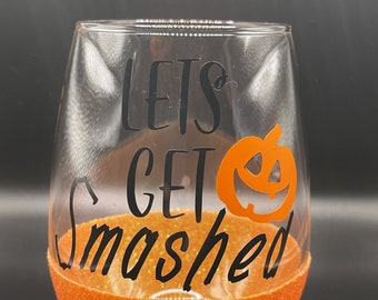 glitter wine glass. stemless wine glass.colored wine glass.pumpkin wine glass. halloween wine glass.alcohol wine glass.alcohol humor