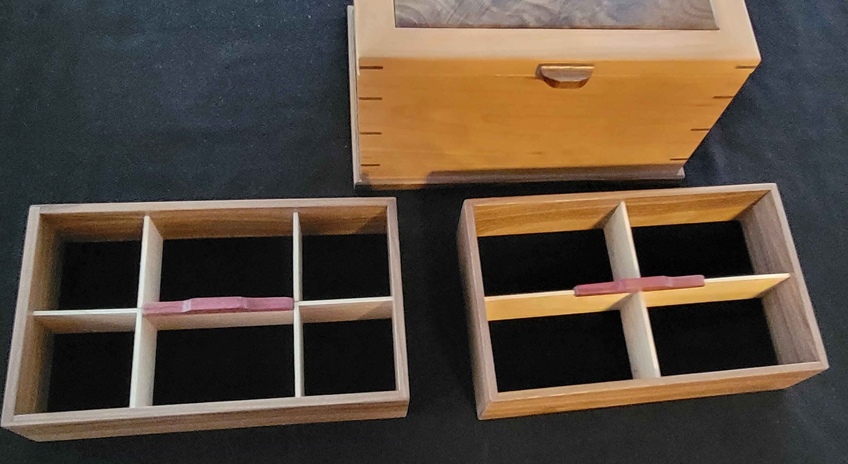 Heirloom Quality Jewelry Box With Removeable Divided Felt Lined Trays