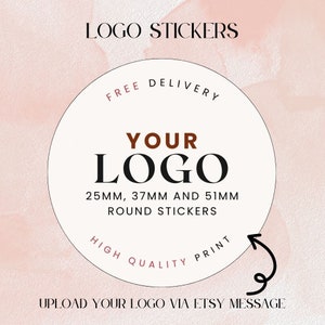 Adesivos de logotipo, etiquetas adesivas personalizadas, adesivos de pedido, adesivos de 25 mm, 37 mm, 51 mm, adesivos circulares e redondos