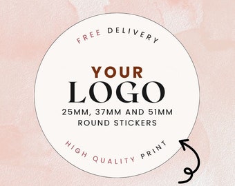 Logo stickers, personalised sticker labels, order stickers, 25mm, 37mm, 51mm stickers, Circular, round label stickers