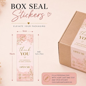 Personalised Box Seal Stickers | Custom Packaging Stickers | Business Logo Labels | Thank You Shipping Stickers | Small Business Branding