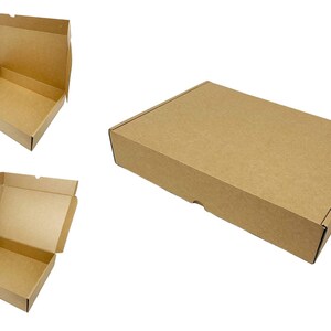 Royal Mail small parcel compliant postal box, 
Kraft E-flute corrugated cardboard postal box
