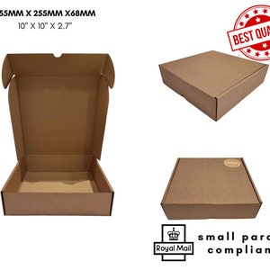 255mm x 255mm x68mm Recyclable cardboard Kraft quality packaging box , small postal box, mailing gift box packaging, hamper packaging,