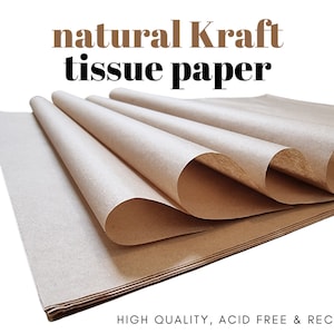KRAFT Tissue Paper, NATURAL Brown Tissue Paper Recycled Kraft Tissue Paper  Eco Friendly Gift Wrap Packaging, 45cm X 35cm, Crafts Tissue 