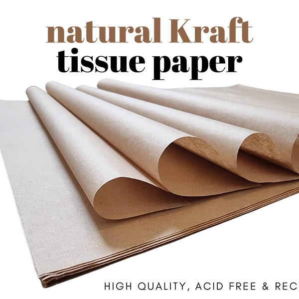 Papier de soie kraft brun naturel : emballage cadeau recyclé (45 cm x 35 cm)