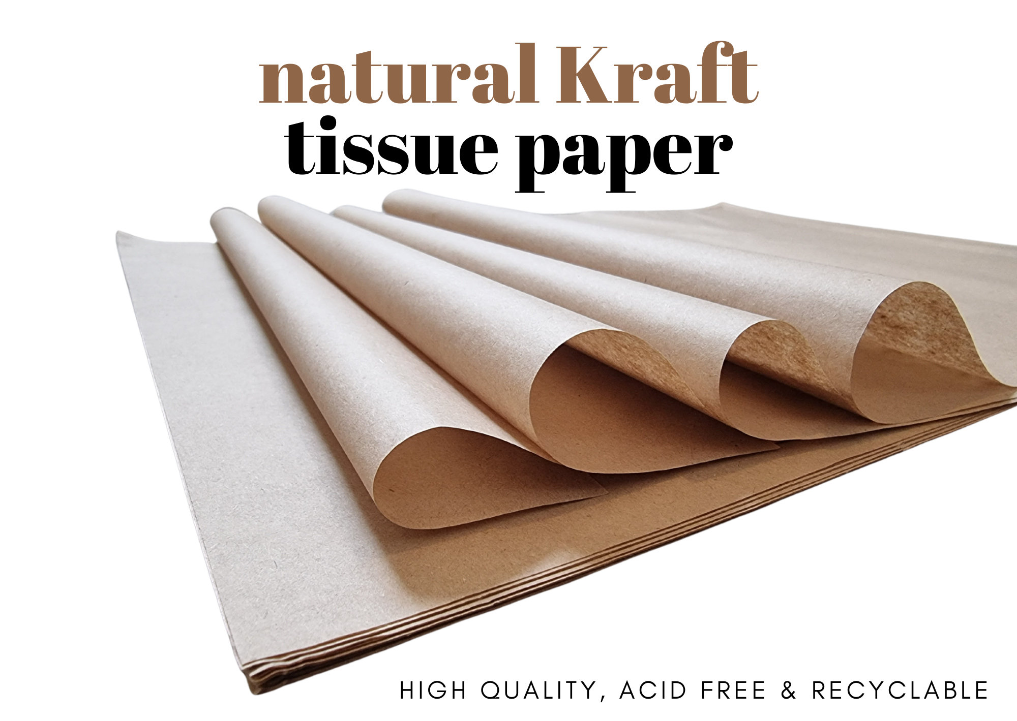KRAFT Tissue Paper, NATURAL Brown Tissue Paper Recycled Kraft Tissue Paper  Eco Friendly Gift Wrap Packaging, 45cm X 35cm, Crafts Tissue 