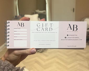 Custom Beauty Business Gift Voucher Book: Personalised Printed Vouchers, Gift Card, Certificate