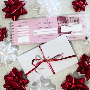 Gift voucher books, nail salon voucher booklet, preppy gift certificate, hair vouchers, gift vouchers hairdressing, spa treatment coupon