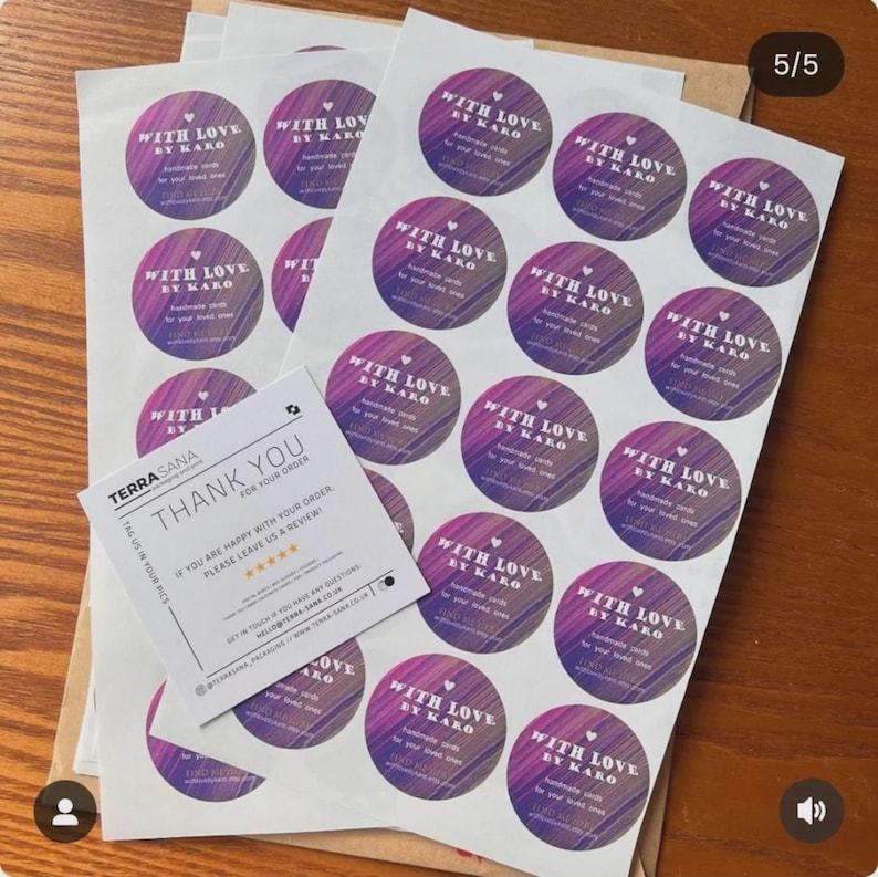 Personalised your Logo Stickers: Round Business Branding Labels 25mm, 37mm, 45mm, 51mm, 63mm, 88mm, high quality stickers