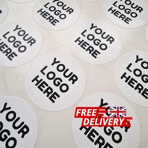Personalised Logo Stickers: Round Business Branding 25mm, 37mm, 45mm, 51mm, 63mm, 88mm labels for wedding, birthdays, business circle logo