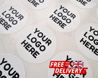 Personalised Logo Stickers: Round Business Branding 25mm, 37mm, 45mm, 51mm, 63mm, 88mm labels for wedding, birthdays, brand circle logo
