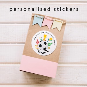 Adesivos personalizados de aniversário de futebol, obrigado por vir à minha festa, adesivos impressos para festa de fãs de futebol, etiquetas redondas para cones doces