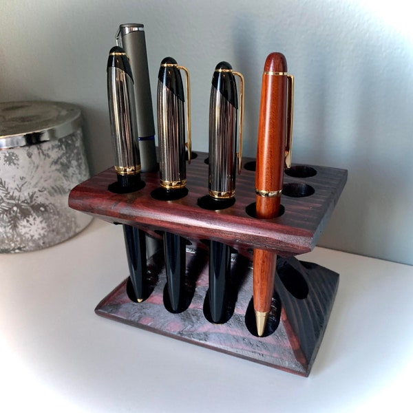 Wood Pen Holder for 10 Pens, Fountain Pen Display or Brush Holder