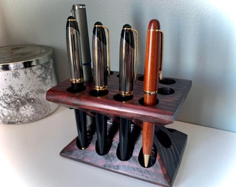 Wood Pen Holder for 10 Pens, Fountain Pen Display or Brush Holder