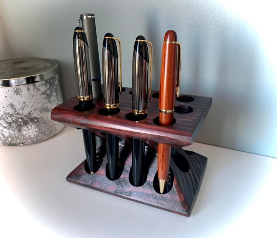 Wood Pen Holder for 10 Pens, Fountain Pen Display or Brush Holder