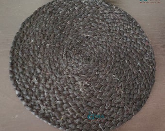 Black jute round placemats, round rug, home decor placemats, dining mats, table mats, custom size available, table mats, Boho placemats