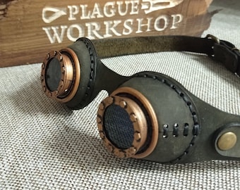 Steampunk Leder Brille "Doktor II"