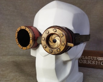 Leather steampunk goggles "Mono Mechanic"