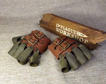 Steampunk leather gloves