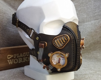 Leather Steampunk Mask with 3D Printed Details