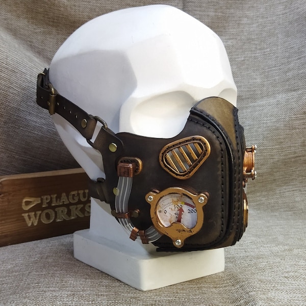 Leather Steampunk Mask with 3D Printed Details