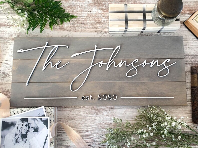 Last Name Sign for Personalized Wedding Sign Gift , Family Name Established Sign, Custom Wood Sign Engagement Anniversary Christmas Gift
