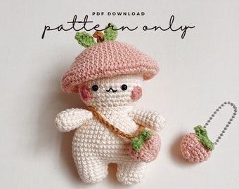 Peach Doll Crochet Pattern, Amigurumi Doll Pattern (PDF Pattern)