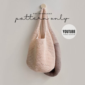 VIDEO + Pdf. Pattern Easy Net Bag, Bag pattern, Crochet pattern, Video tutorial DIY
