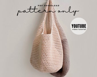 VIDEO + Pdf. Pattern Easy Net Bag, Bag pattern, Crochet pattern, Video tutorial DIY