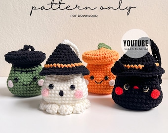Patrón de ganchillo en PDF para bolsita con cordón de Halloween