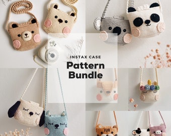 BUNDLE  Instax Case All Animals (Bear, Rabbit, Cat, Dog, Fox, Tiger, Unicorn, Cow, Pig, Koala, Panda), Pdf Crochet Pattern