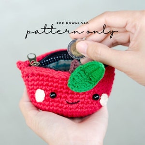 Pdf Pattern Apple Coin Purse, Bag pattern, Crochet pattern, tutorial PDF file