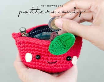 Crochet Apple Coin Purse Pattern, US Terms (PDF Pattern)