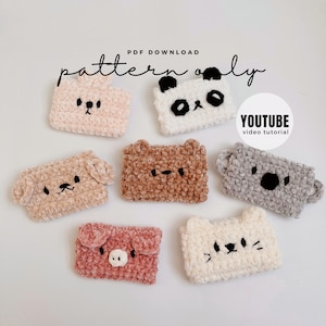 YOUTUBE + Pdf. Pattern Animal Pouch, Bag, Purse, Crochet pattern, Video tutorial DIY