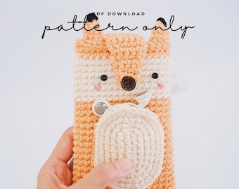 Crochet Fox Phone Holder Pattern, Cute Cell Phone Case (PDF Pattern)