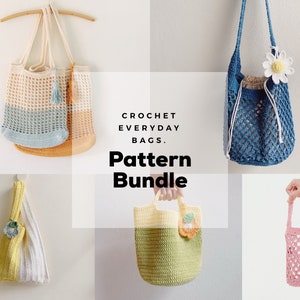 BUNDLE Crochet Pattern Everyday Bag, , Bag pattern, Crochet pattern, tutorial PDF file