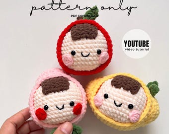 Fruity Friends Keychain (Apple, Peach, Lemon) Crochet Pattern PDF
