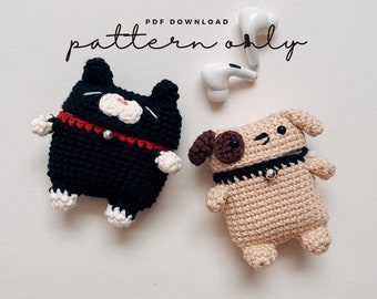 Cat & Dog Crochet AirPods Case Pattern | AirPods 1/2, Pro (PDF Pattern)