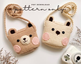 Pdf Pattern Fuji Instax Case | Bear & Rabbit | for mini 90, 70, 40, 11, 25, 9, 8, polaroid camera, Bag pattern, Crochet, tutorial PDF file