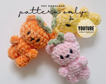 YOUTUBE + Pdf. Pattern Gummy Bear Doll & Keychain, Crochet pattern, Video tutorial DIY