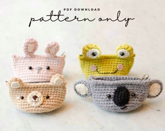 Pdf Pattern Crochet Animals Coin Purse (Bear, Rabbit, Frog, Koala, Duck), Bag pattern, Crochet pattern, tutorial PDF file