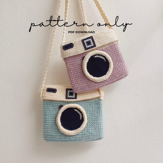 Camera Crochet Bag Pattern PDF, Lomo Style Mini Purse, Small Crossbody Bag